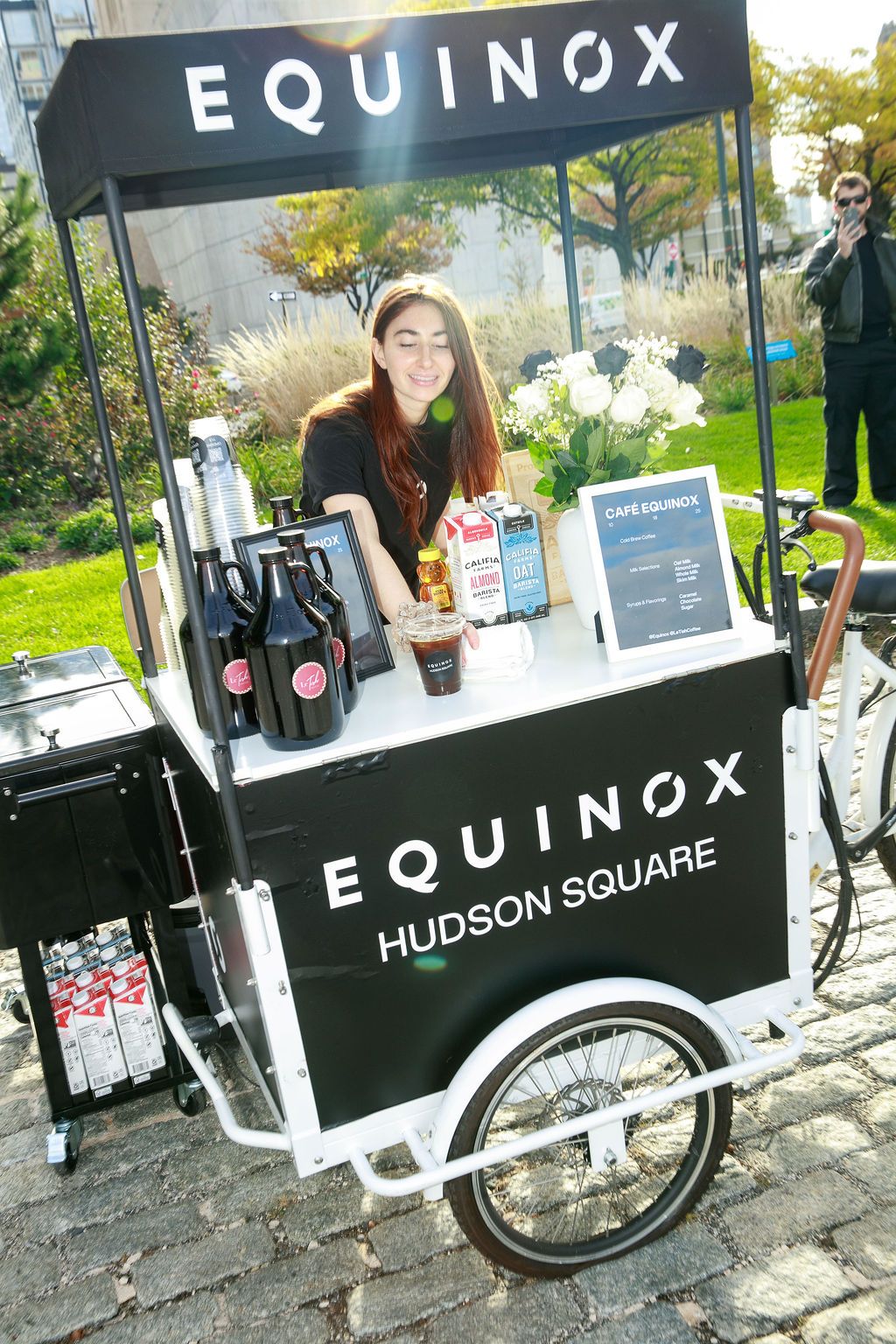 Full view of the mobile Café Equinox Hudson Square cart